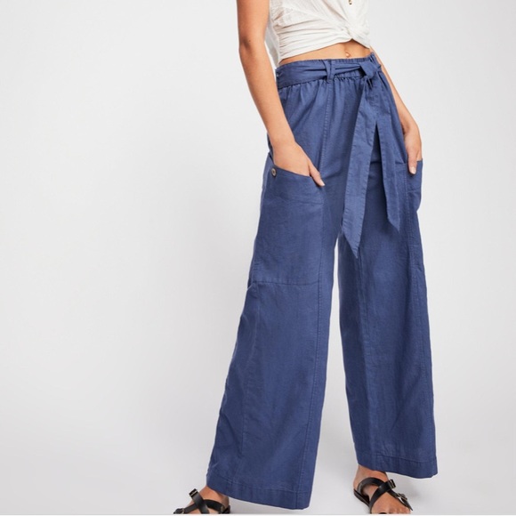 Free People Pants - Free people bluebell belted wide-leg pants